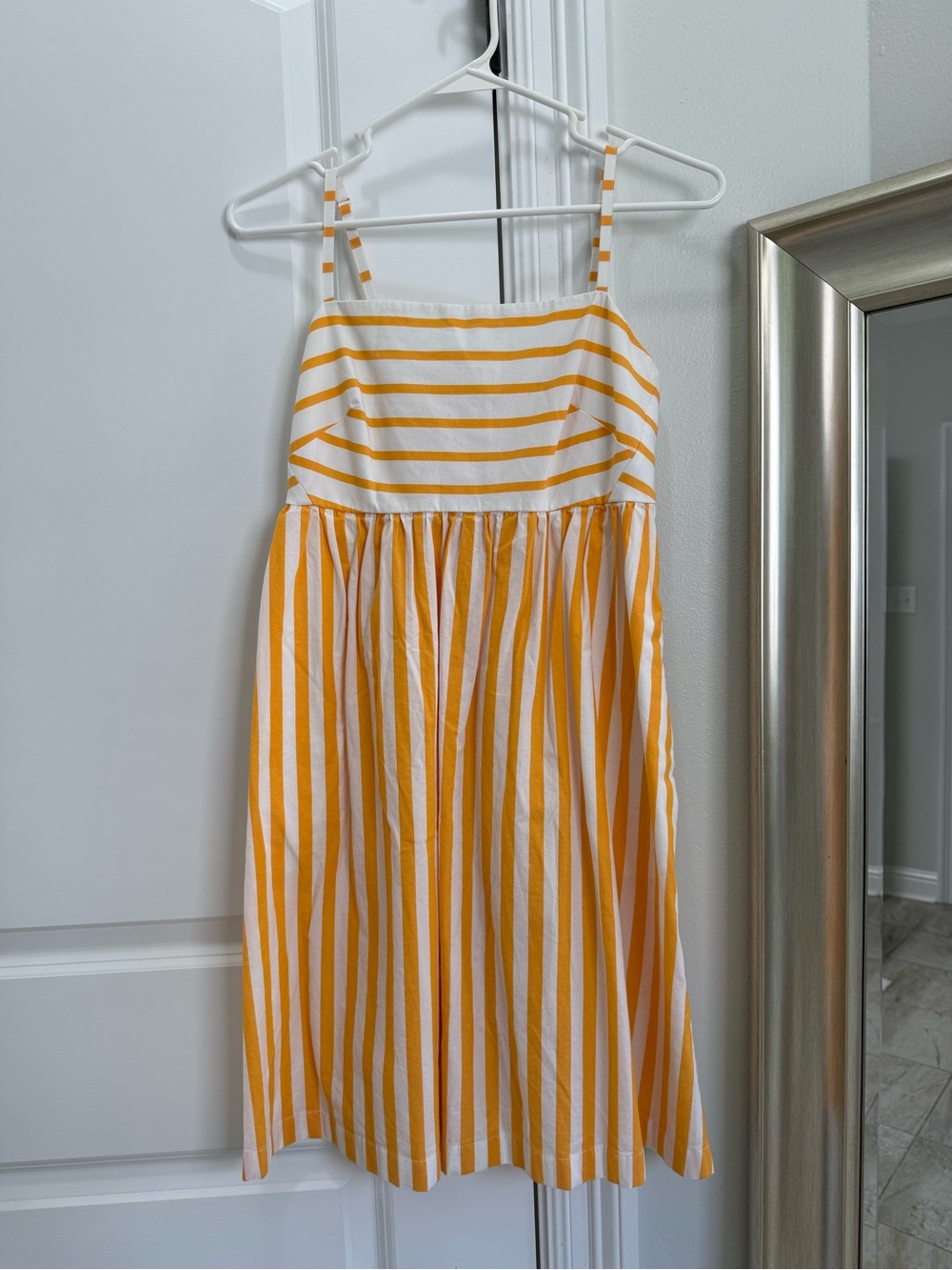 J. Crew Orange and White Striped Spaghetti Strap Sundress